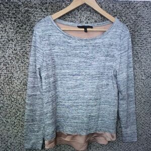 Women's Gray Layered Hem Long-Sleeve Top